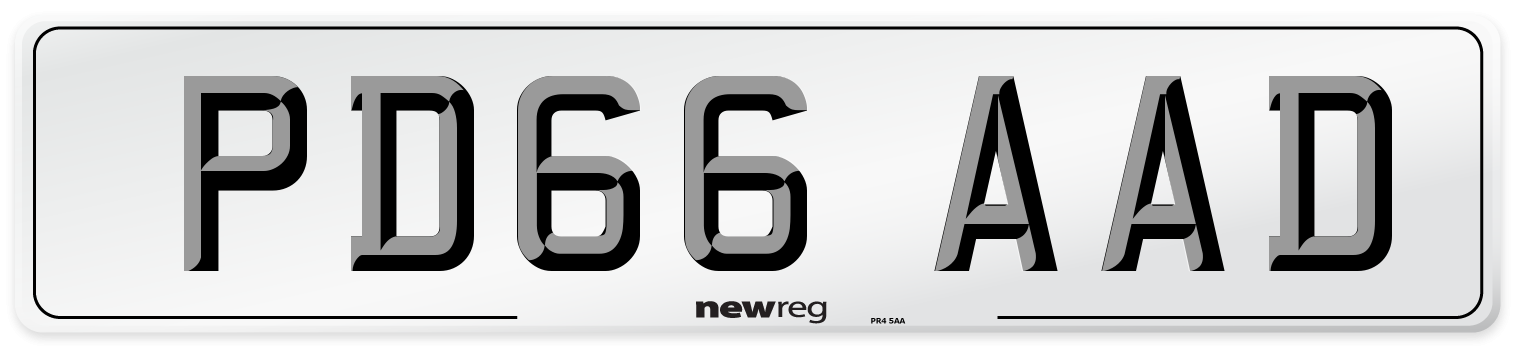 PD66 AAD Number Plate from New Reg